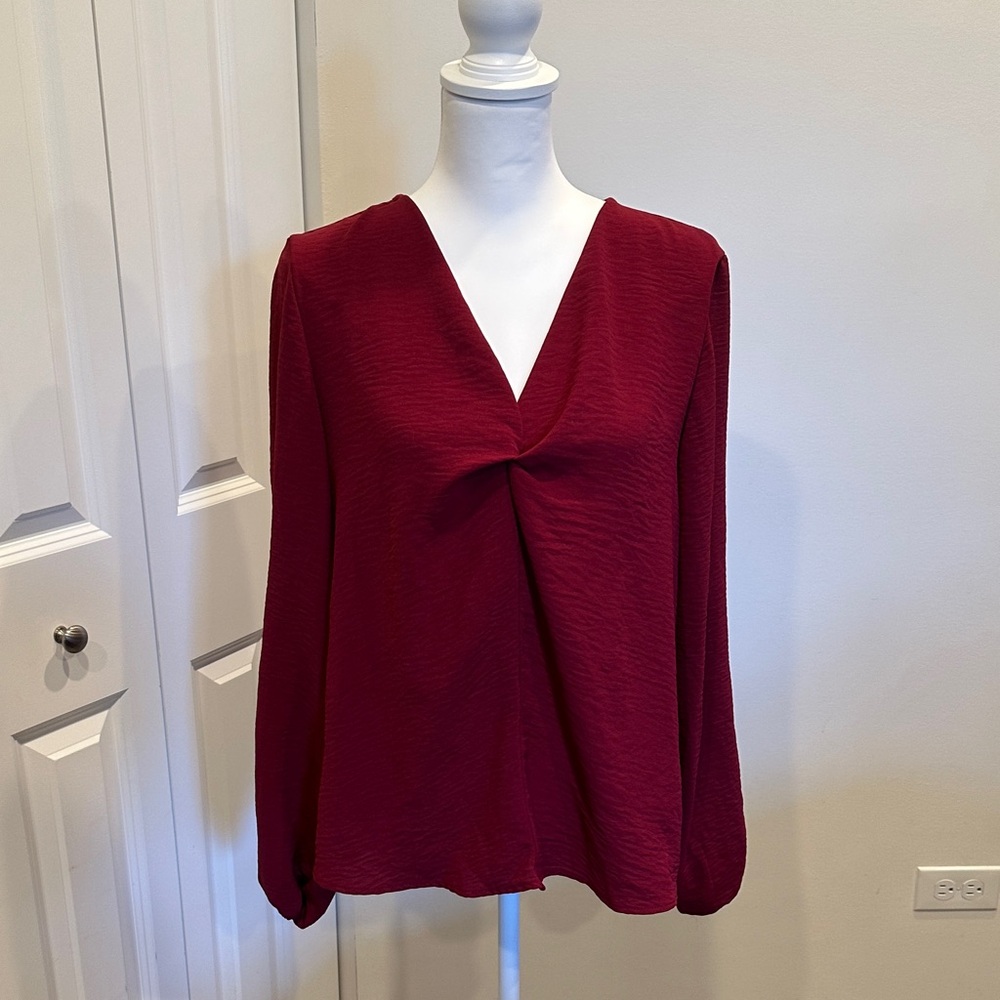 Elegant Burgundy V-Neck Women's Top